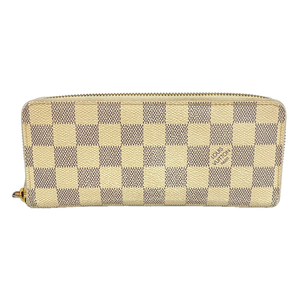 Louis Vuitton Damier Azur Portefeuille Clemence Long Wallet N61264 White Rose...
